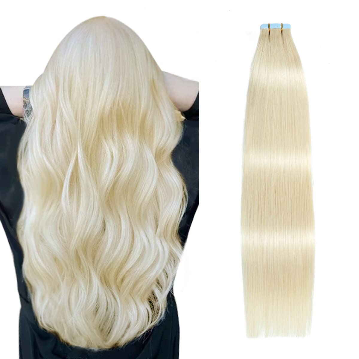 Virgin Hair Tape in Human Hair Extensions Straight PU Skin Weft Hair