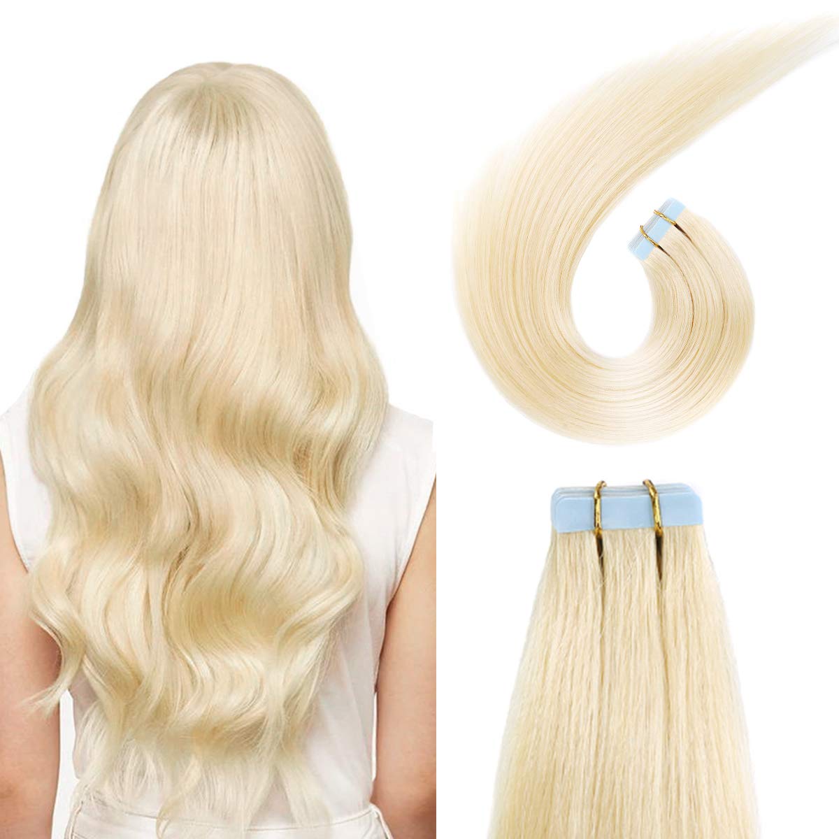 Virgin Hair Tape in Human Hair Extensions Straight PU Skin Weft Hair