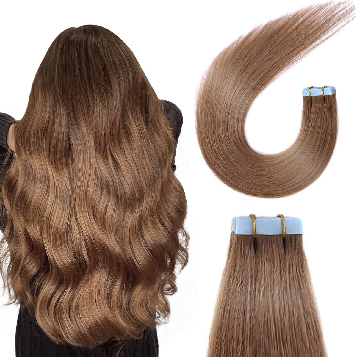 Virgin Hair Tape in Human Hair Extensions Straight PU Skin Weft Hair