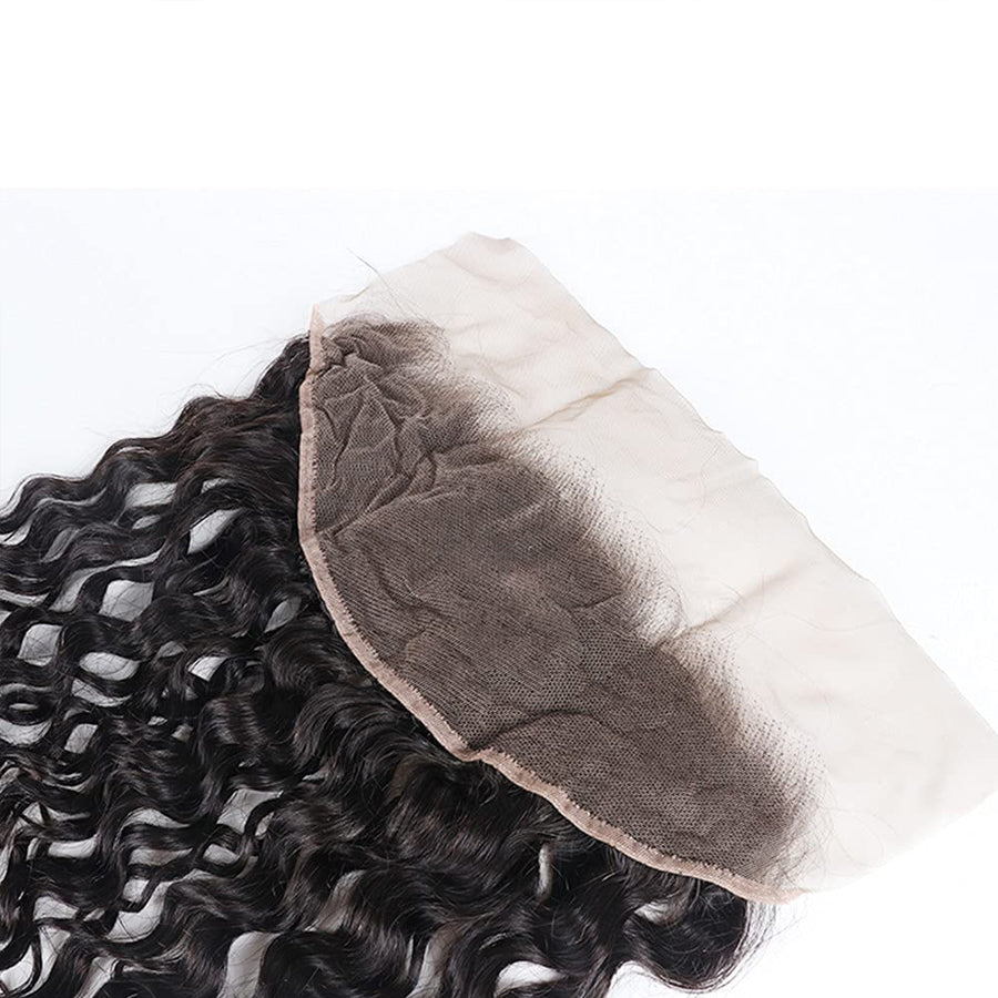 Transparent Lace Frontal Human Hair Water Wave 13x4 Wavy Hairpiece