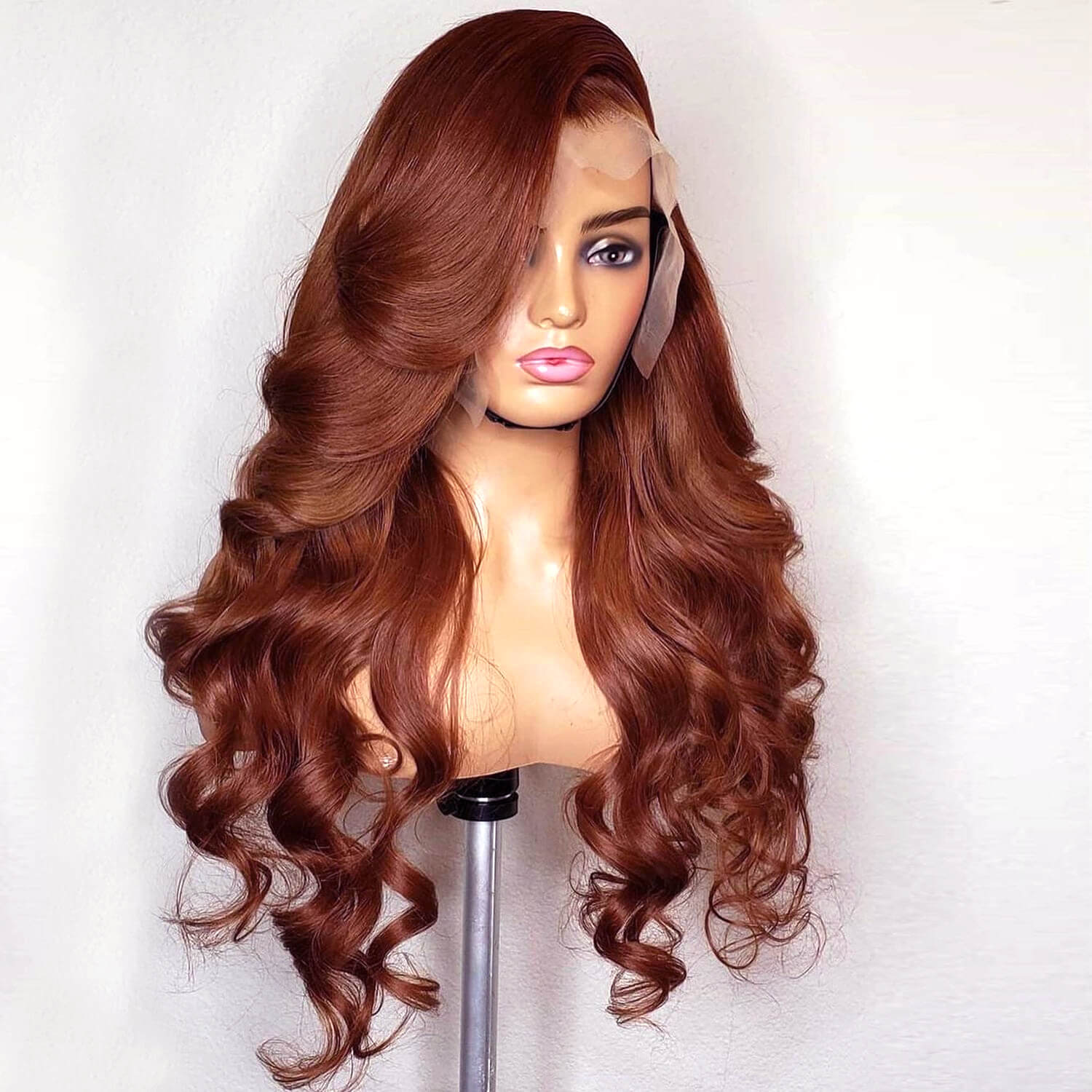 Brownish Red Human Hair Lace Wig