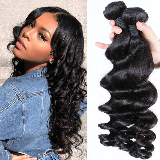 Loose wave human hair bundles