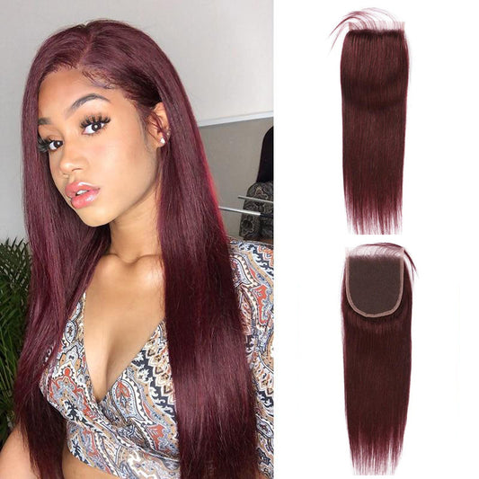 burgundy human hair lace closure
