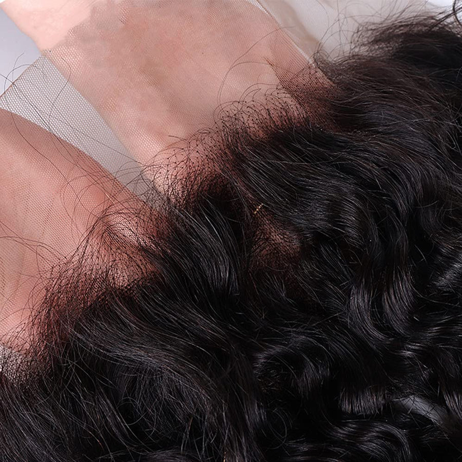 Transparent Lace Frontal Human Hair Water Wave 13x4 Wavy Hairpiece