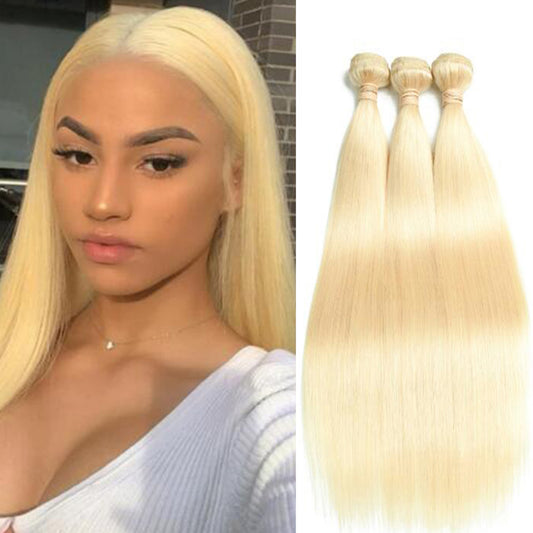 3 bundles of blonde human hair weave