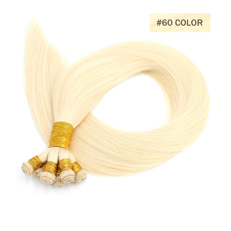 platinum blonde human hair weft hand tied