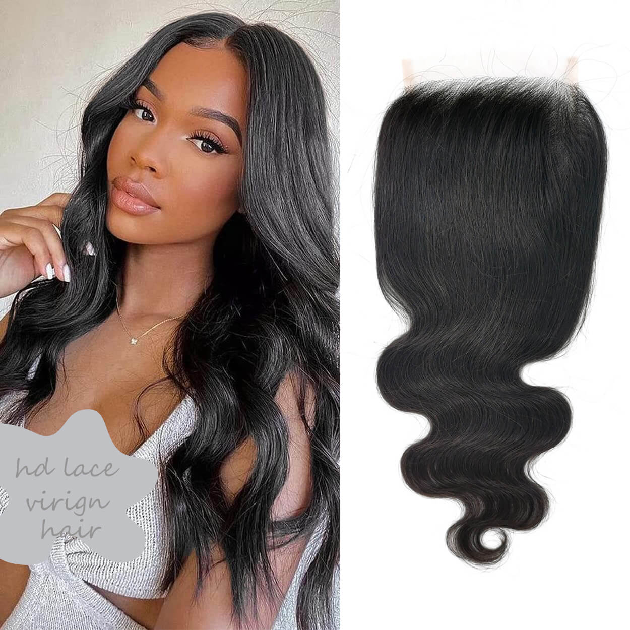 HD lace closure with virgin human hair