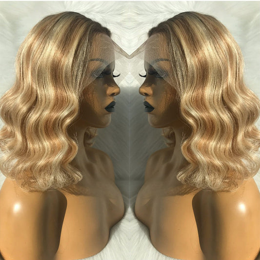 Highlight wavy bob wig on mannequin