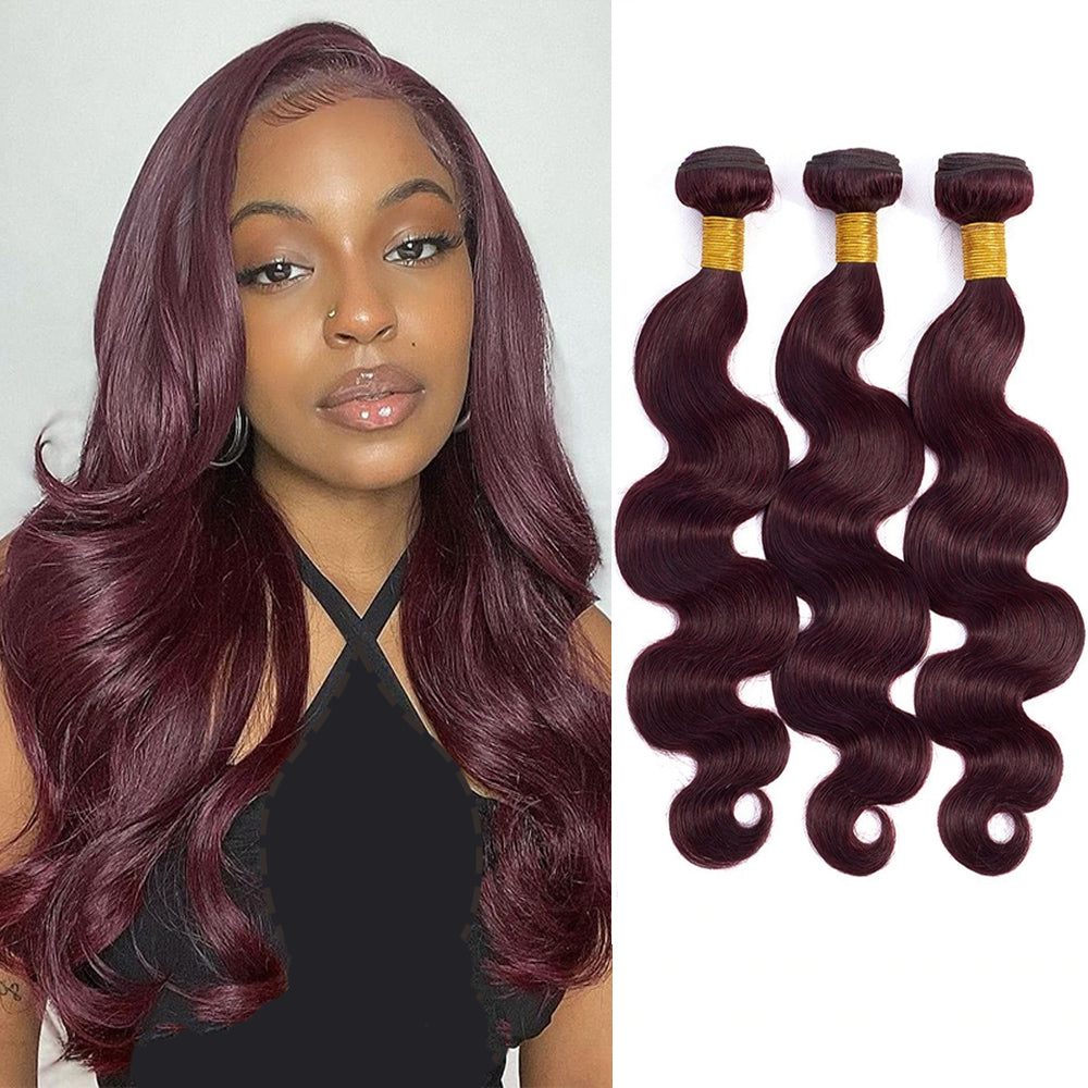 Burgundy hair bundles