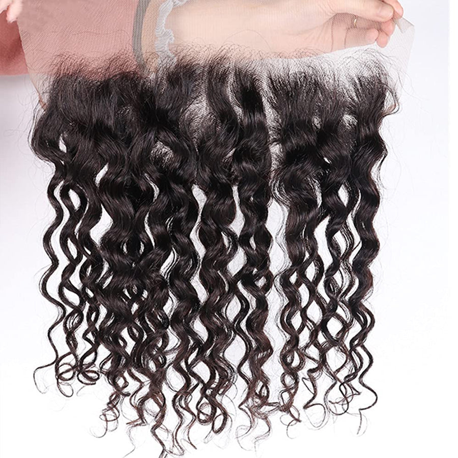 Transparent Lace Frontal Human Hair Water Wave 13x4 Wavy Hairpiece