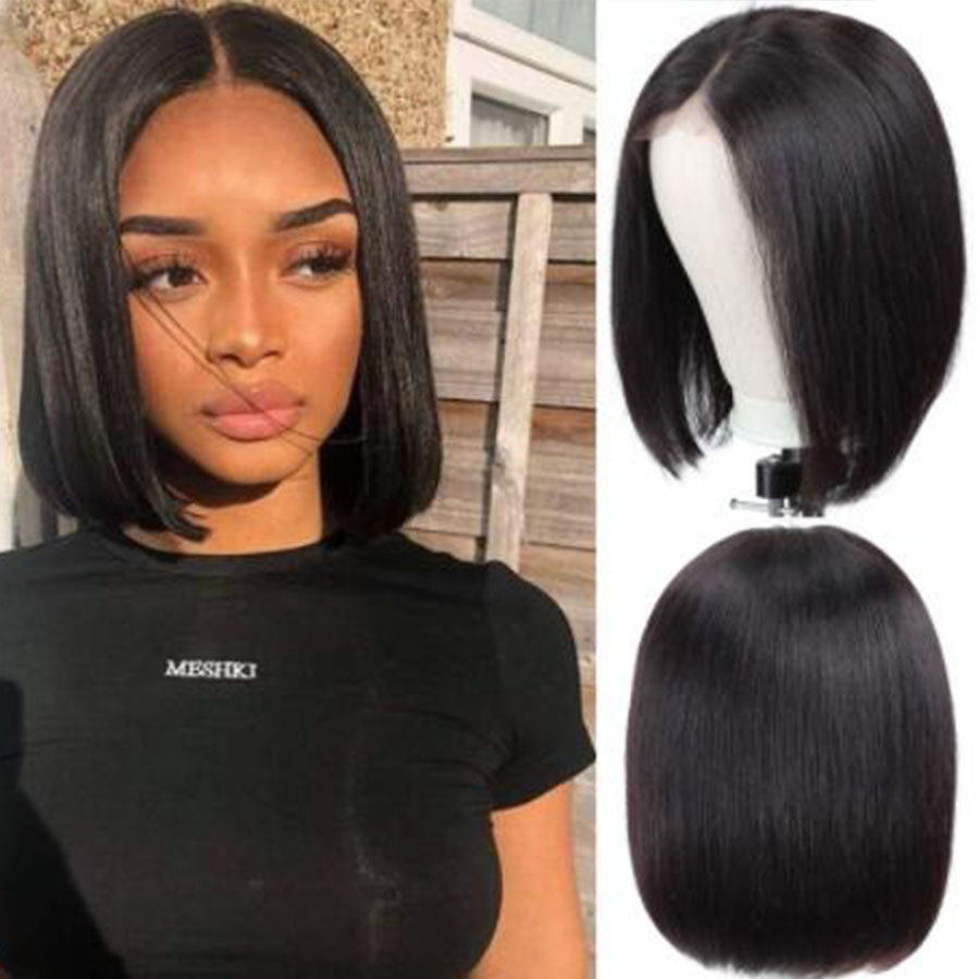 black human hair bob wig