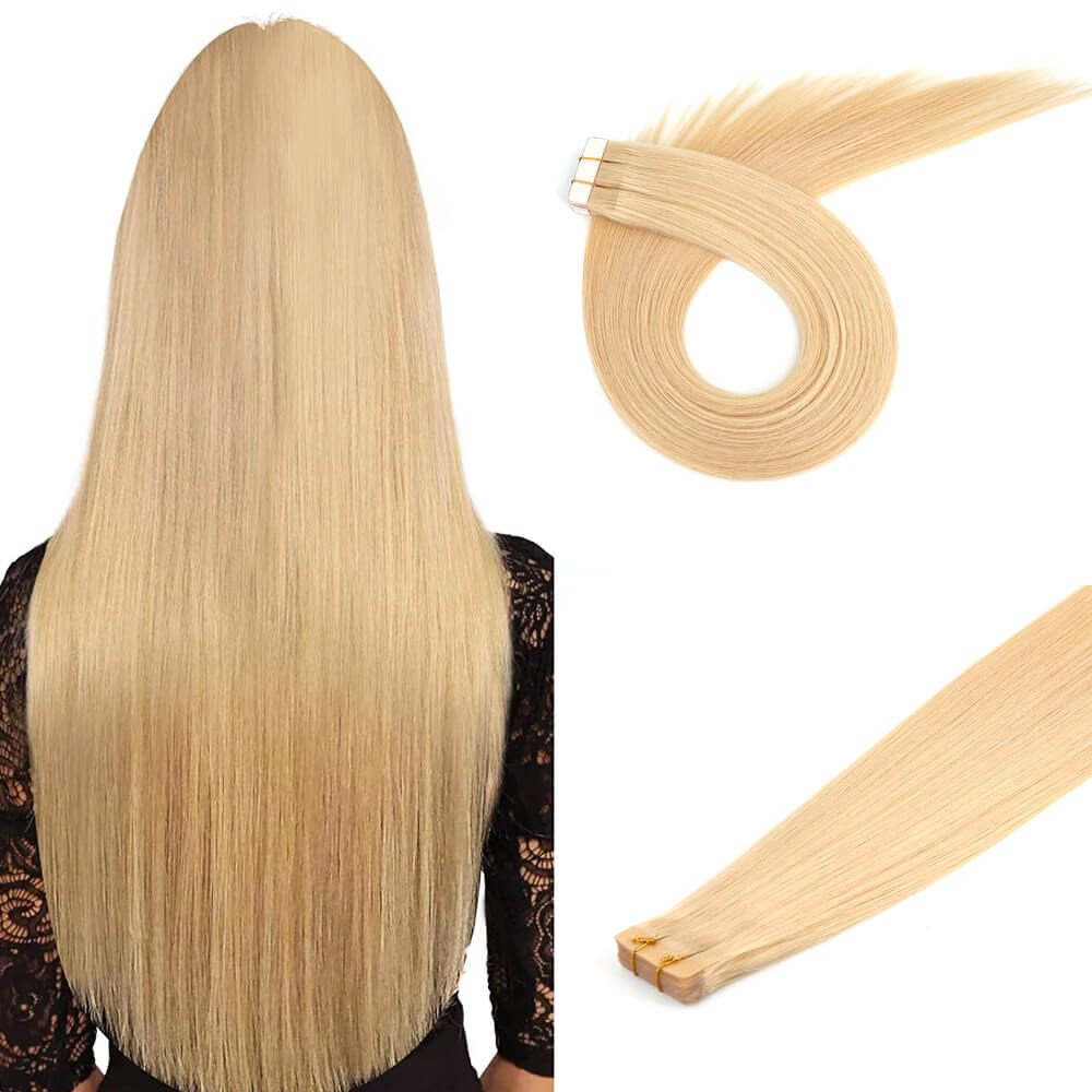 Virgin Hair Tape in Human Hair Extensions Straight PU Skin Weft Hair