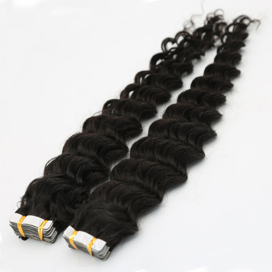 deep wave tape in hair