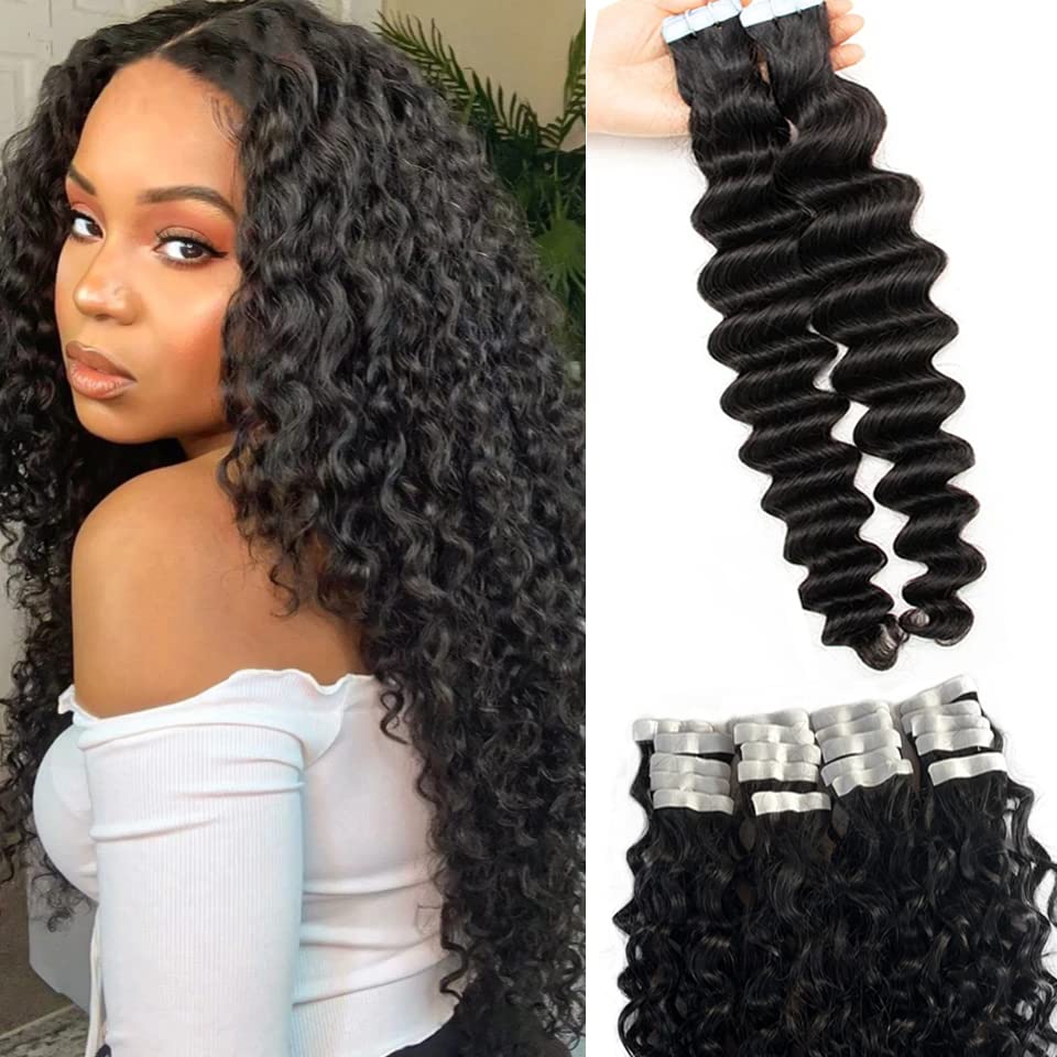 deep wave tape in hair