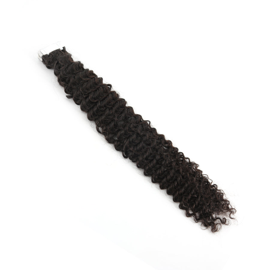 Kinky Curly Tape in Hair Extension 12-30inch Human Hair Pu Weft