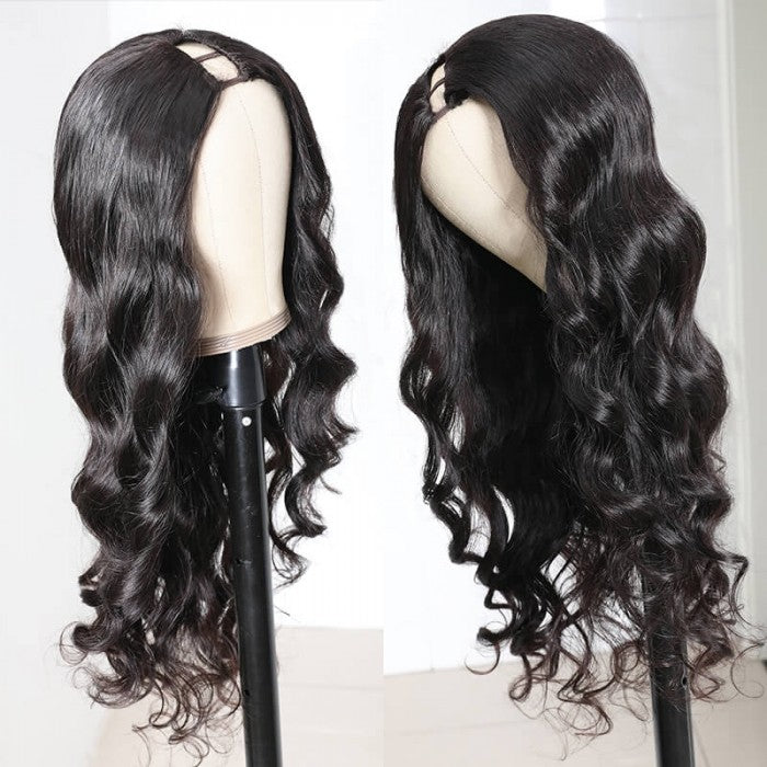 black body wave u part wig human hair