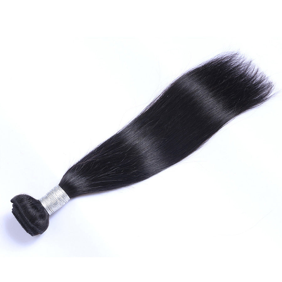 Black straight human hair weave