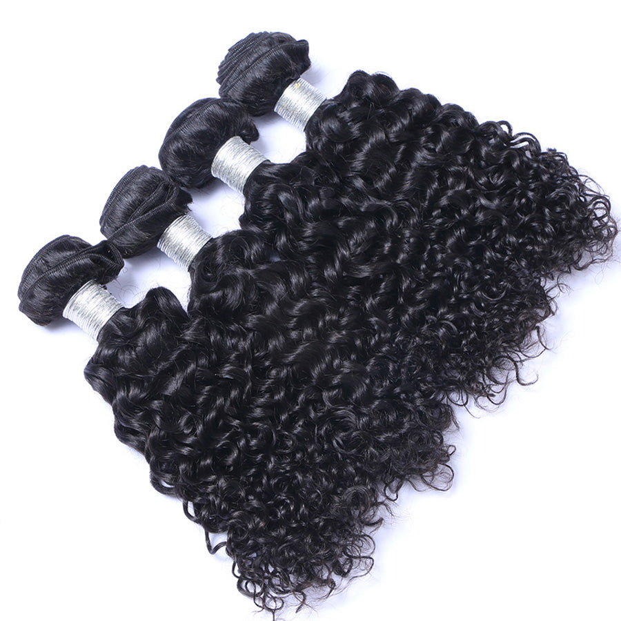 Curly human hair weaves