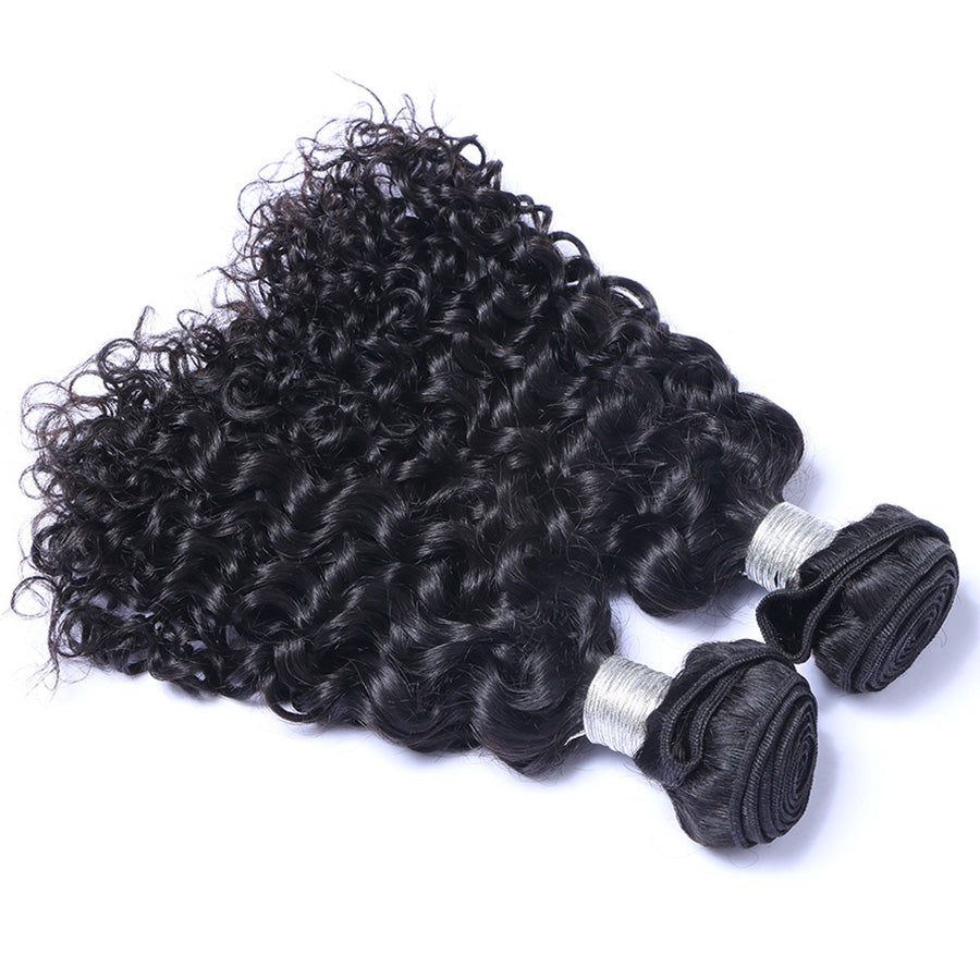 Curly human hair weaves