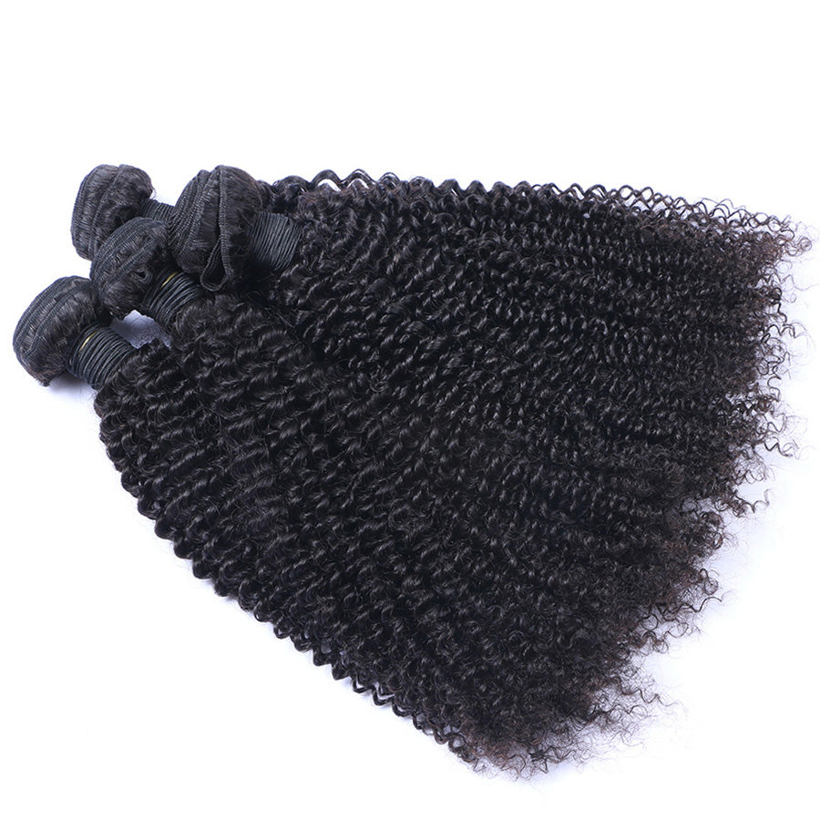 Kinky curly black human hair weaves