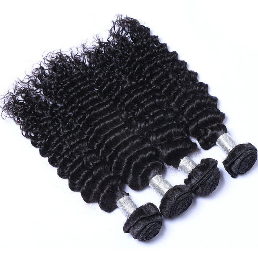 Human hair deep wave weaves