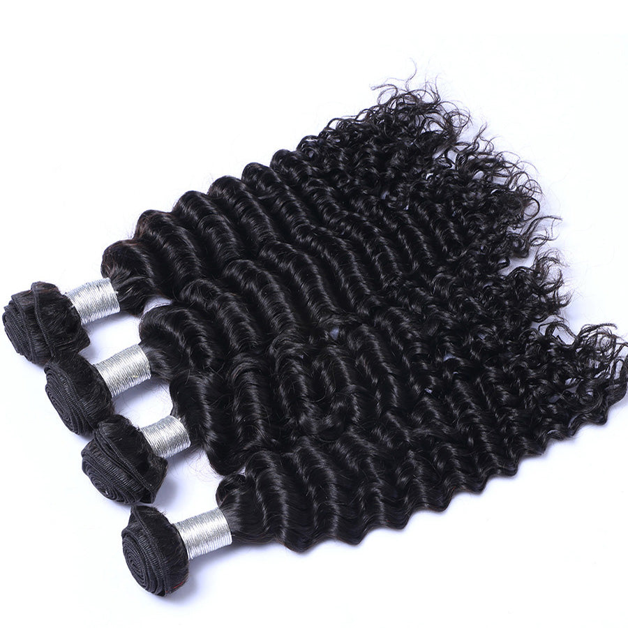 Deep wave human hair weaves