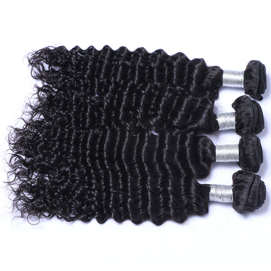 Deep wave human hair bundles