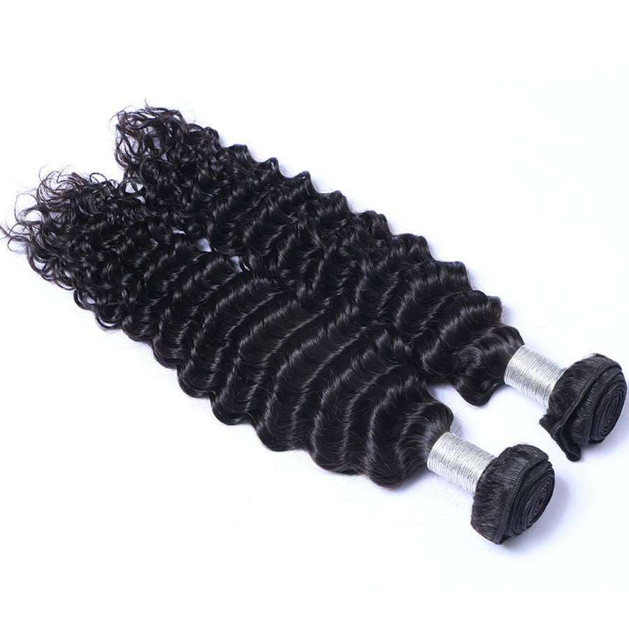 Brazilian Hair Weave Deep Wave Weft Human Hair Bundles 2pcs/lot