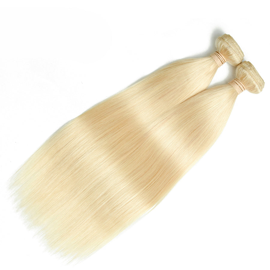 Blonde human hair weaves