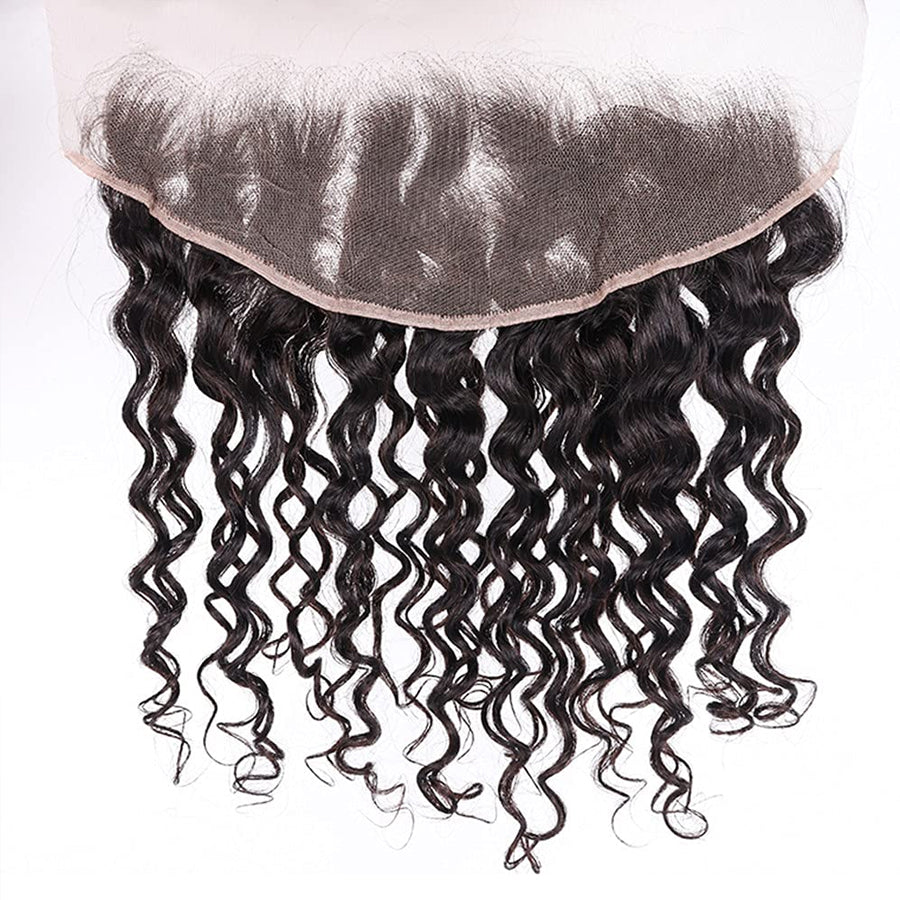 Transparent Lace Frontal Human Hair Water Wave 13x4 Wavy Hairpiece