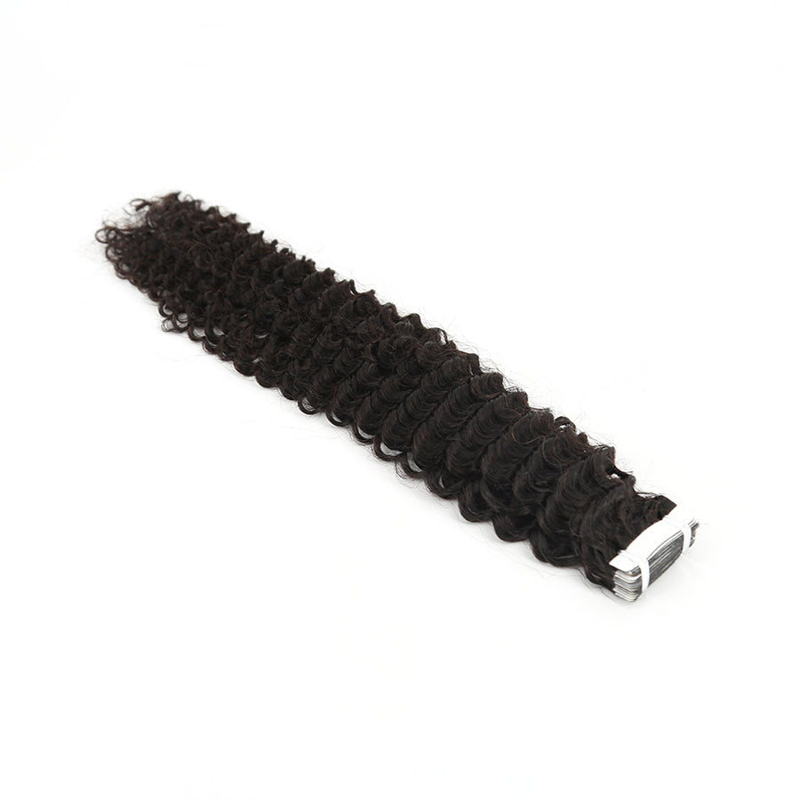 Kinky Curly Tape in Hair Extension 12-30inch Human Hair Pu Weft