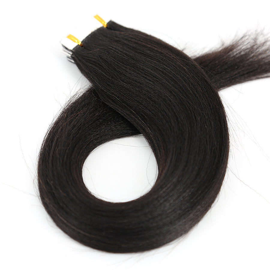 light yaki human hair tape in extensions