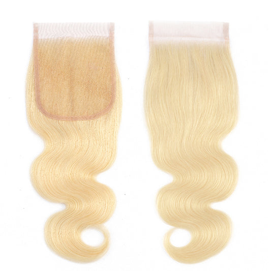 Wavy blonde hair lace closure