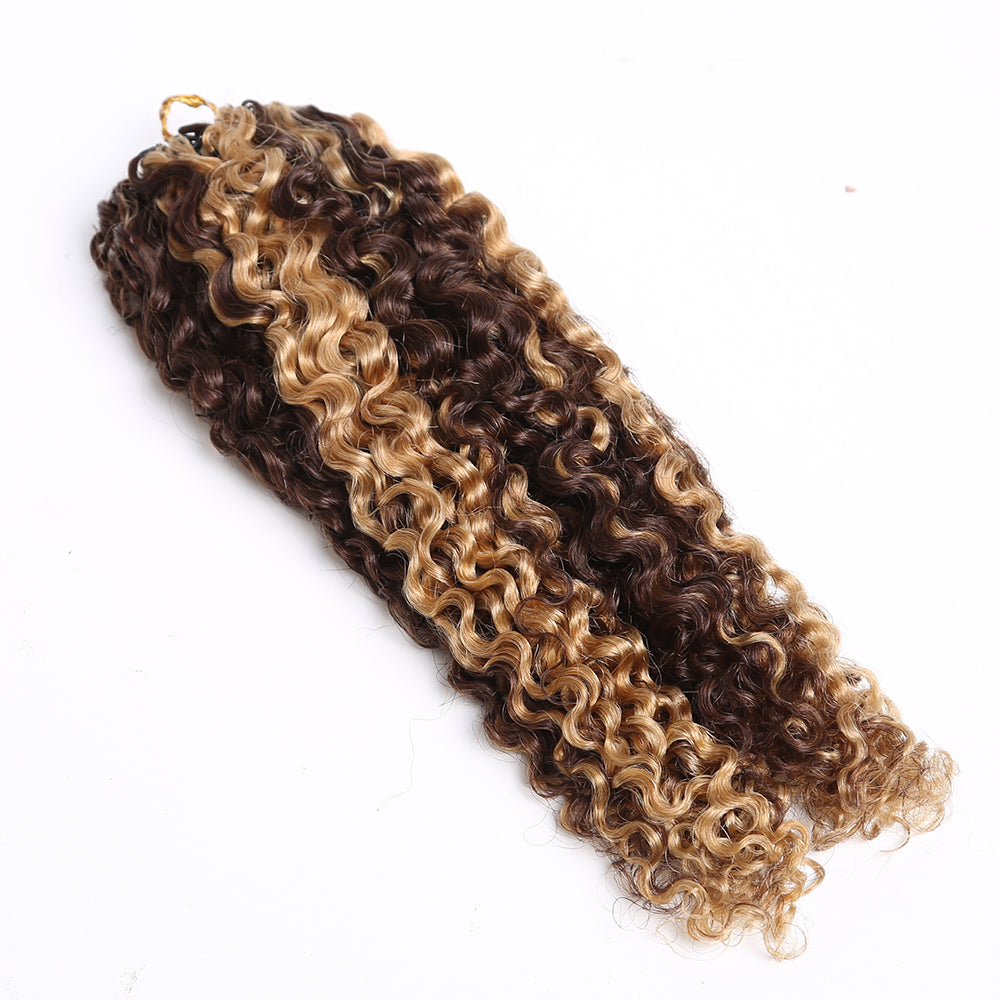Crochet Hair Extensions Brown with Honey Blonde Highlight Human Hair
