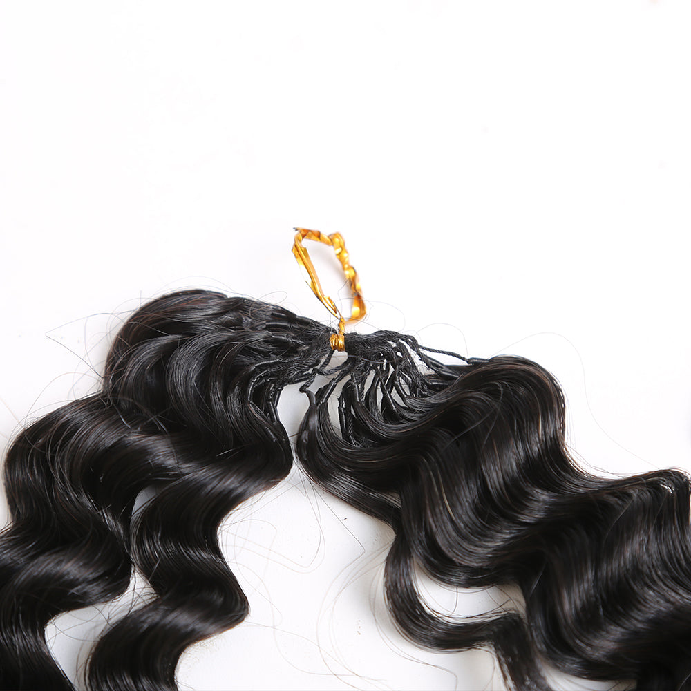 Deep Wave Human Hair Crochet Hair, Knotless Handmade Crochet Braiding Hair
