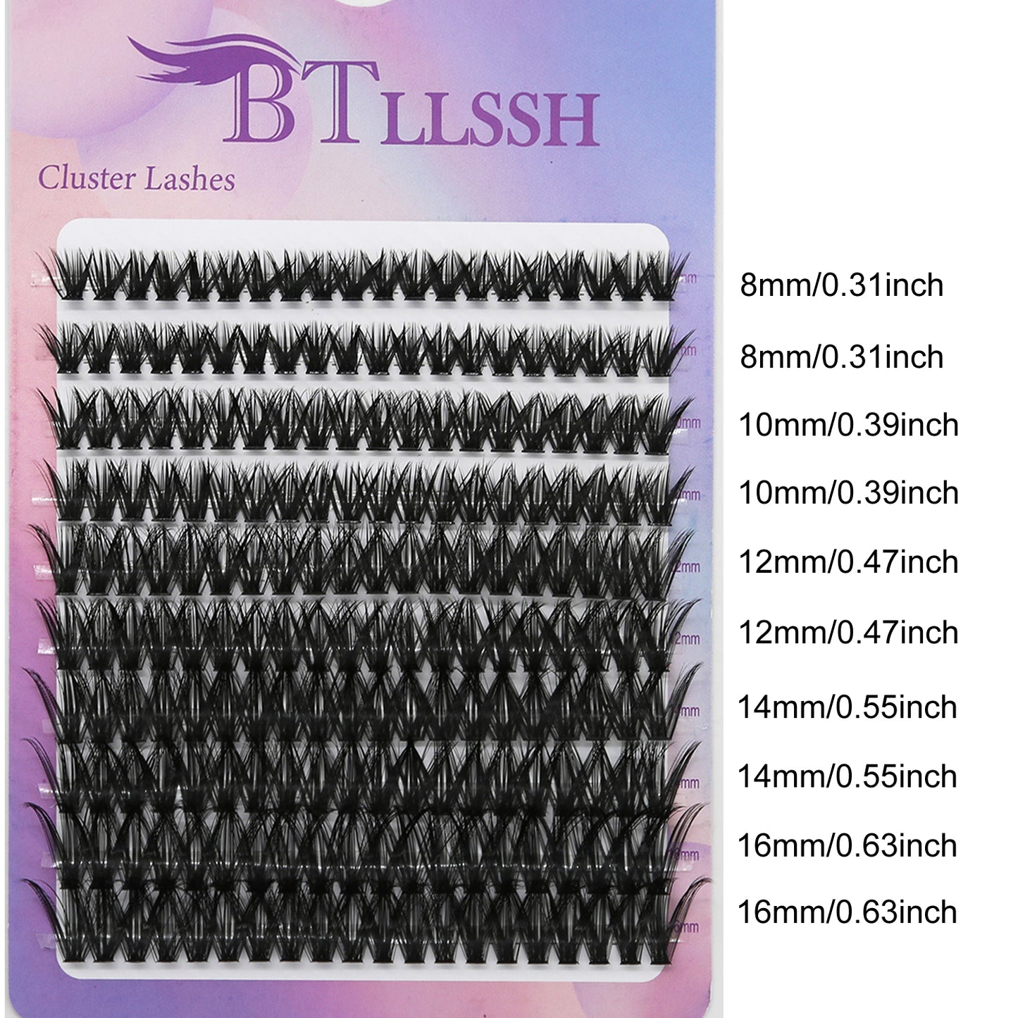 DIY Cluster Eyelash Extension Kit - 200pcs False Lashes with 60D Clusters, 8-16mm Mixed Length, Easy Home Grafting