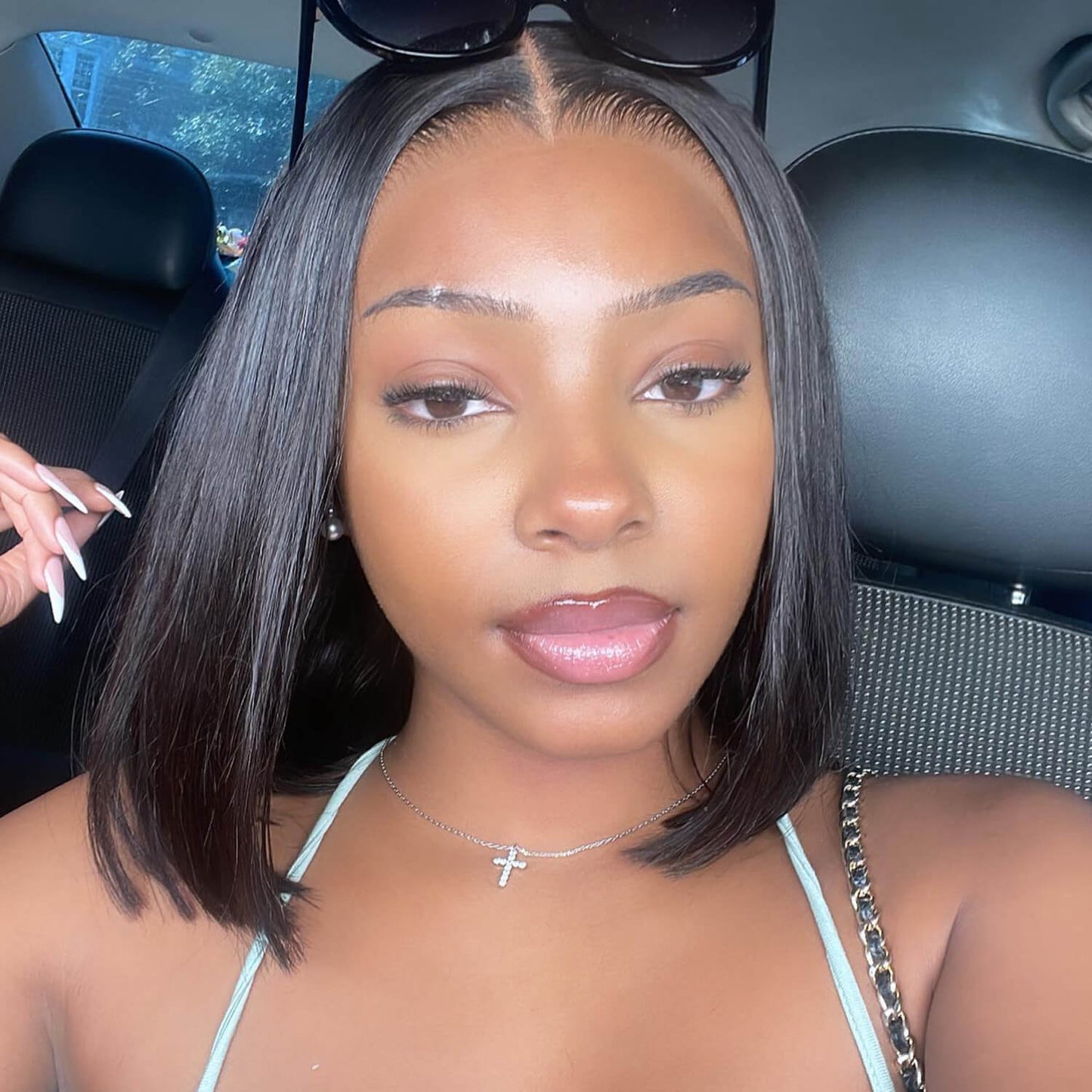 Black Human Hair Lace Front Bob Wig