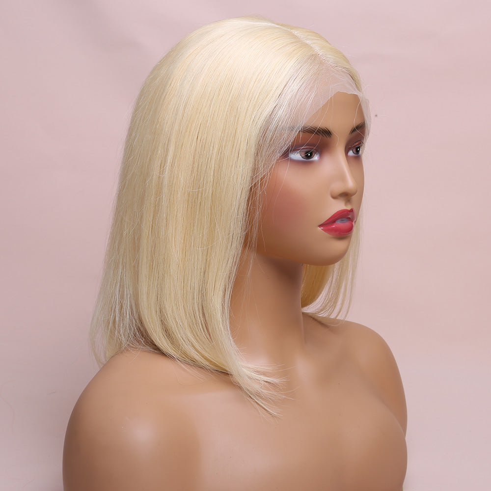 13X4 613 Blonde Bob Lace Front Human Hair Wigs Brazilian Straight Bob
