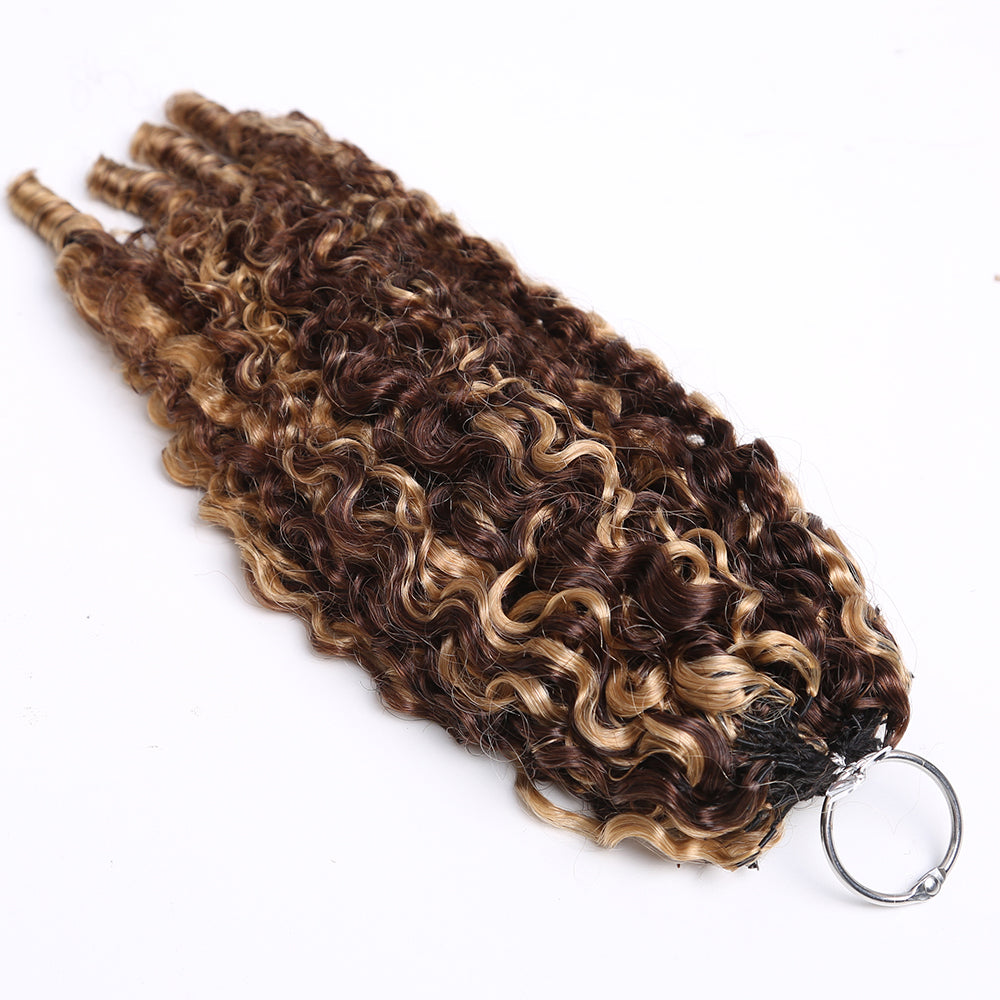 Crochet Hair Extensions Brown with Honey Blonde Highlight Human Hair