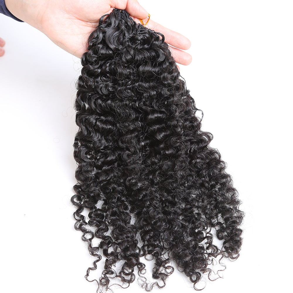 100% Real Human Hair Curly Crochet Hair, Natural Black Protective Braiding Hair
