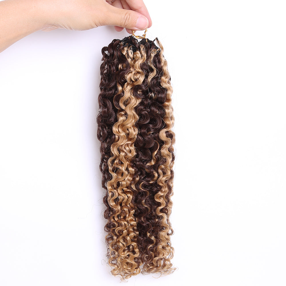 Crochet Hair Extensions Brown with Honey Blonde Highlight Human Hair