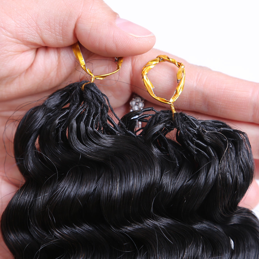 Deep Wave Human Hair Crochet Hair, Knotless Handmade Crochet Braiding Hair