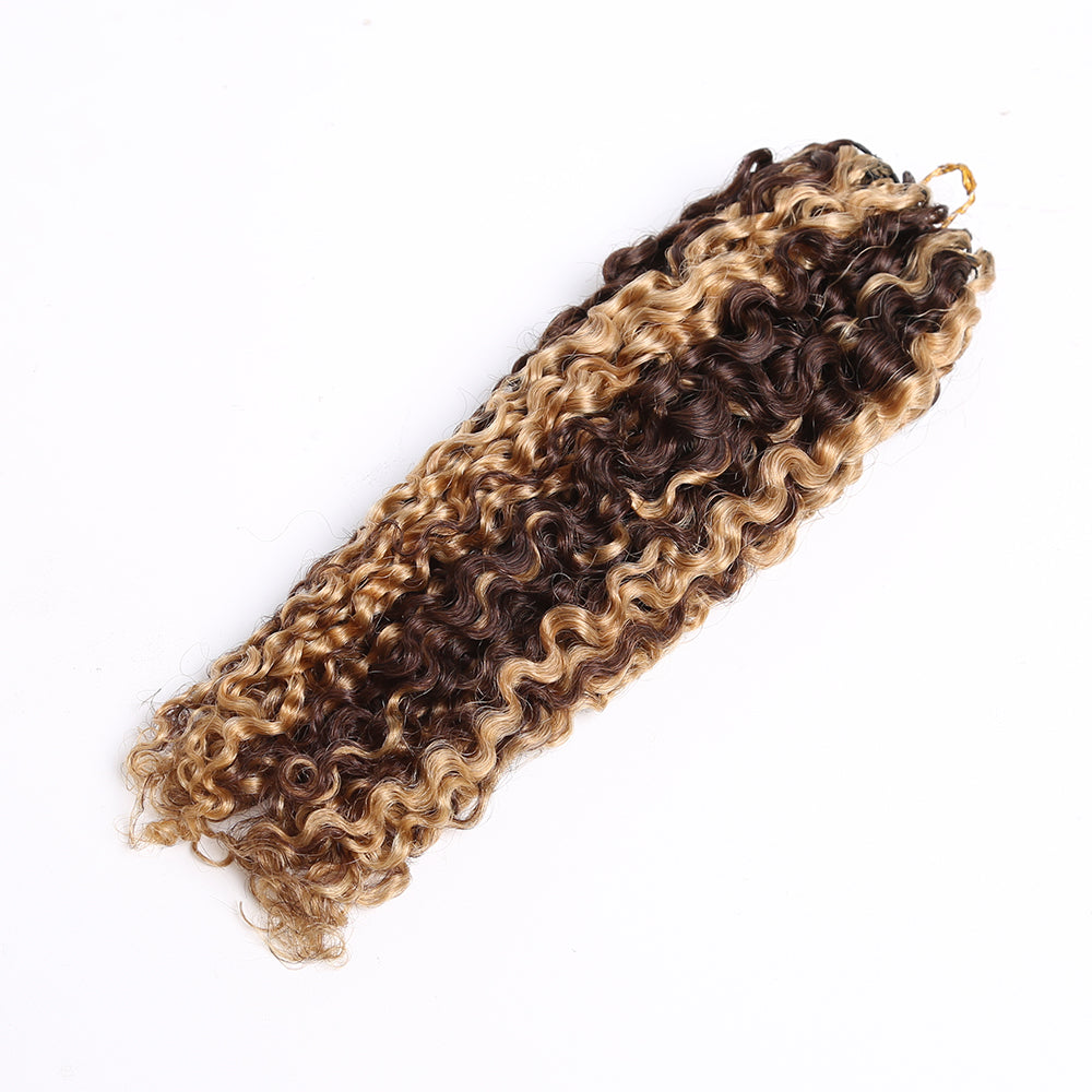 Crochet Hair Extensions Brown with Honey Blonde Highlight Human Hair