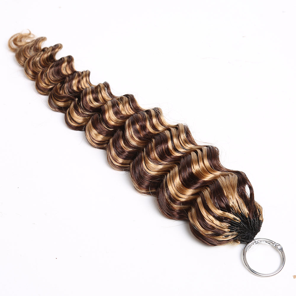 Crochet Hair Extensions Brown with Honey Blonde Highlight Human Hair
