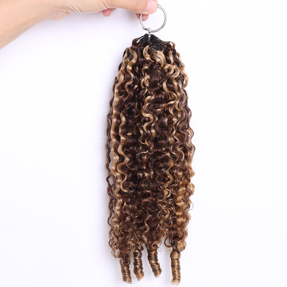 Crochet Hair Extensions Brown with Honey Blonde Highlight Human Hair