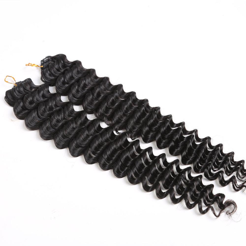Deep Wave Human Hair Crochet Hair, Knotless Handmade Crochet Braiding Hair