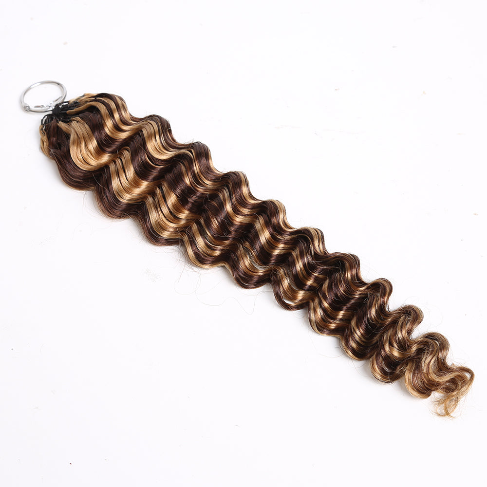 Crochet Hair Extensions Brown with Honey Blonde Highlight Human Hair