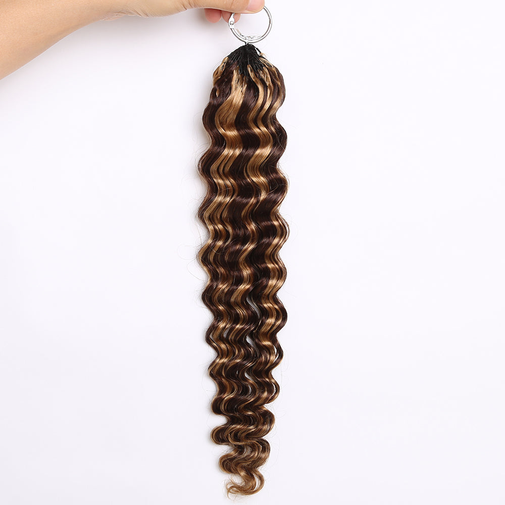 Crochet Hair Extensions Brown with Honey Blonde Highlight Human Hair