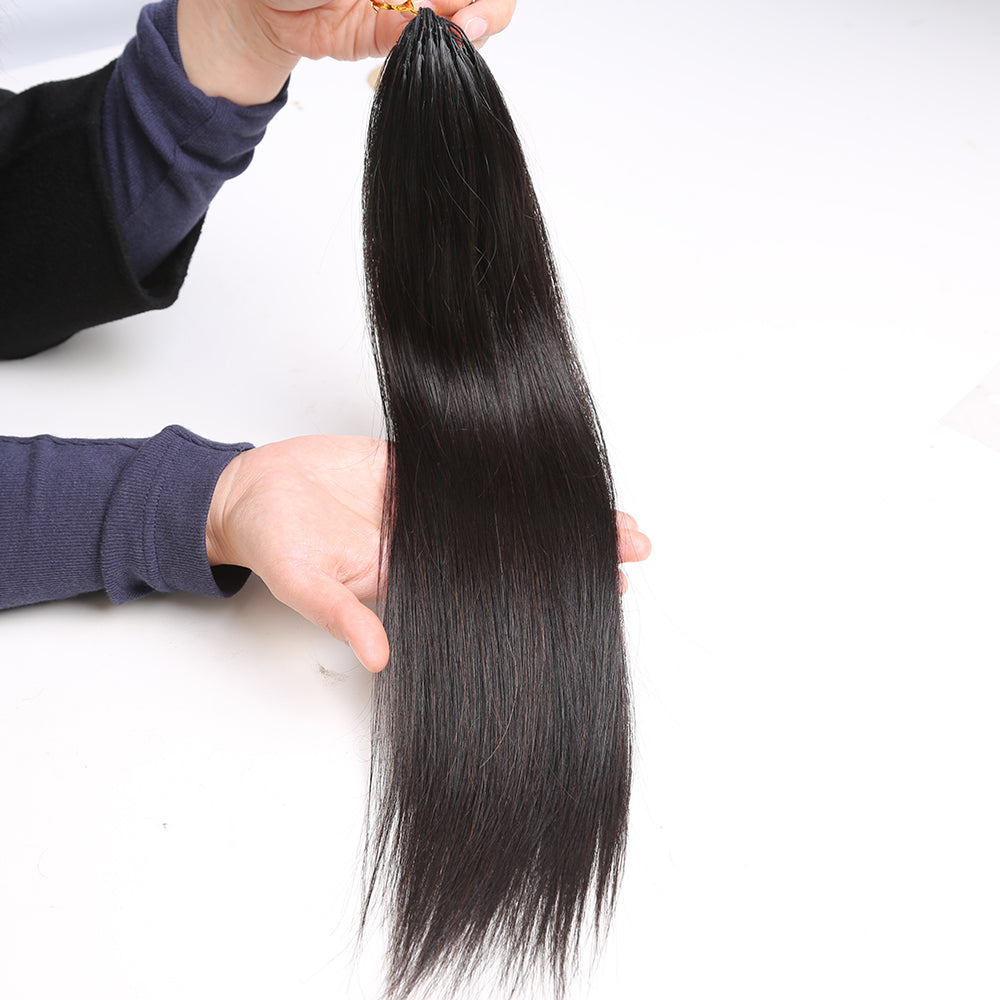 Premium Straight Crochet Human Hair Natural Black Soft Hair Extensions