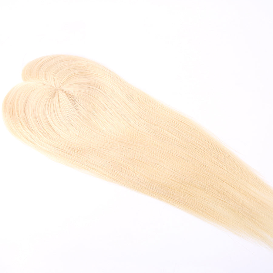 Hair Topper For Women Blonde Human Hair Pieces Mono Base With Pu Around